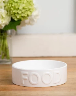 PARK LIFE DESIGNS Classic Food Ceramic Pet Bowl In White