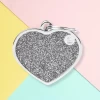 MY FAMILY Silver Glitter Heart Custom Pet ID Tag
