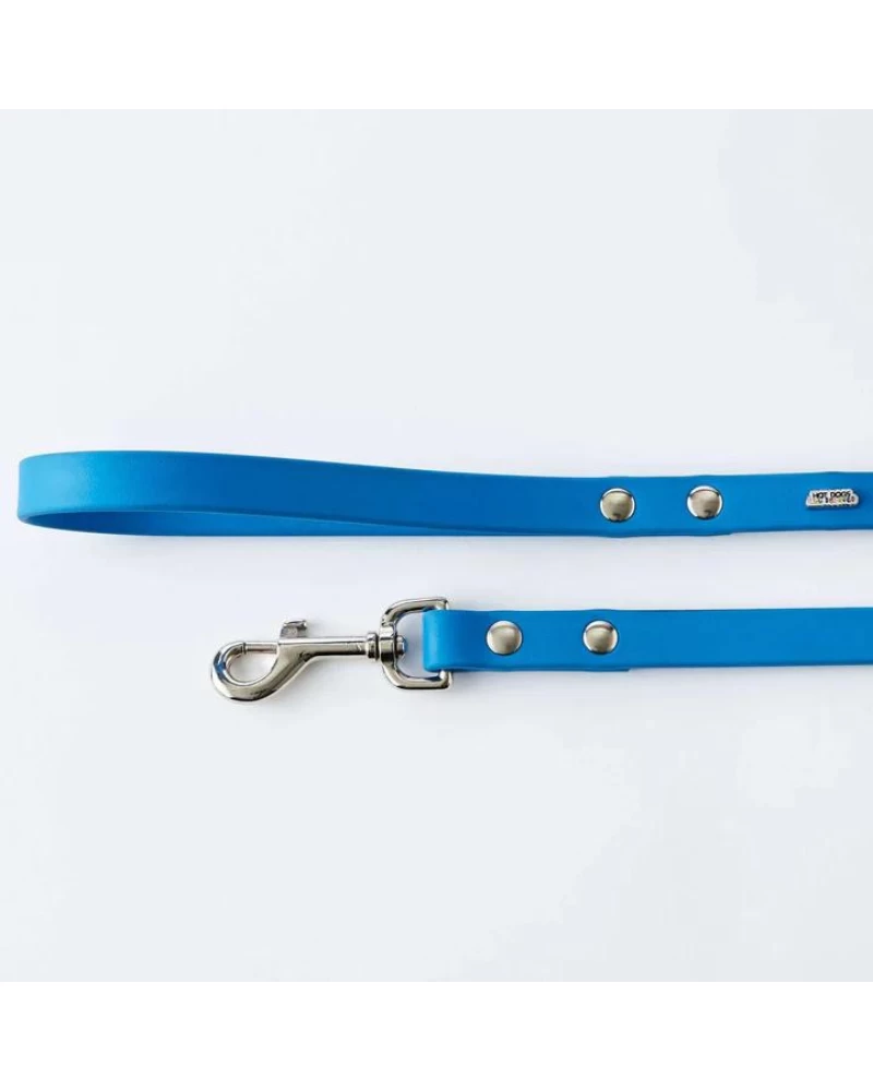 HOT DOGS ALL DRESSED Vegan Leather Dog Leash In Sky Blue (Made In Canada) - Image 3
