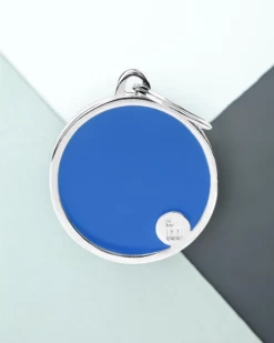 MY FAMILY Handmade Circle Tag In Blue Custom Pet ID Tag