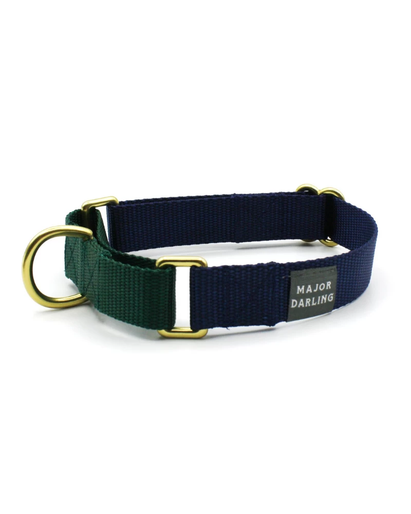 MAJOR DARLING Martingale Dog Collar In Navy + Evergreen (Made In The USA) - Image 3