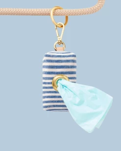 THE FOGGY DOG Lake Blue Stripe Poop Bag Dispenser (Made In The USA)