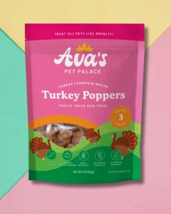 AVA'S PET PALACE Freeze-Dried Turkey Poppers Dog Treats