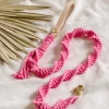 EMBER & IVORY Macrame And Leather Dog Leash In Hot Pink (Made In The USA)