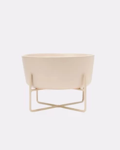 WAGGO Simple Solid Bowl + Bowl Stand In Matte Buttercream
