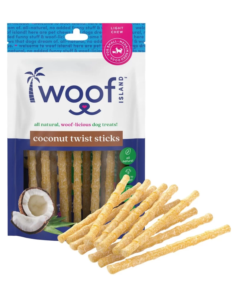WOOF ISLAND All Natural Coconut Dog Twist Sticks Treat (12-Pack) - Image 2