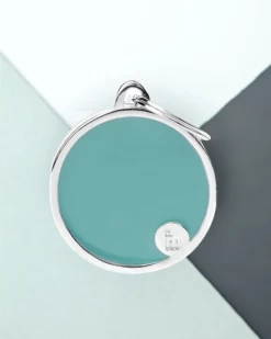MY FAMILY Handmade Circle Tag In Mint Custom Pet ID Tag