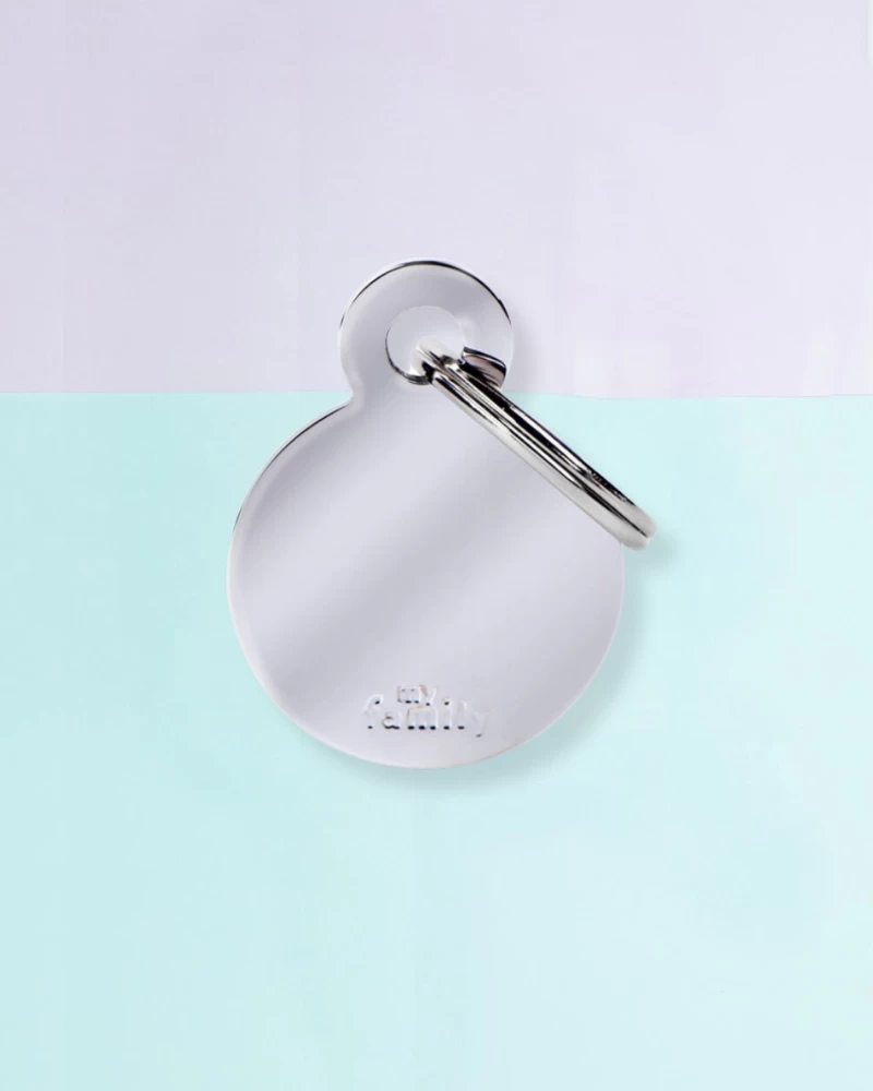 MY FAMILY Chic Circle Chrome Custom Pet ID Tag
