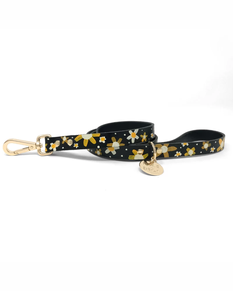 NICE DIGS Posie Leather Dog Leash In Sunshine - Image 2