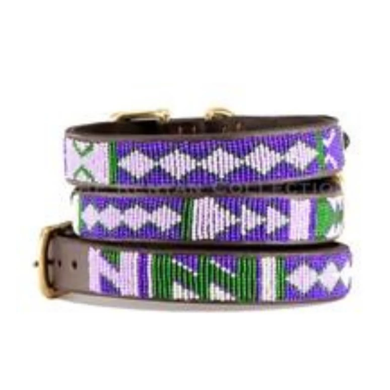 THE KENYAN COLLECTION Yesterday Today Tomorrow Beaded Leather Dog Collar (FINAL SALE) - Image 2