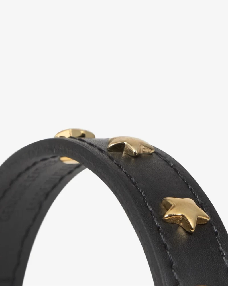 BRANNI Black Nara Leather Dog Collar With Brass Stars (Made In Italy) - Image 6