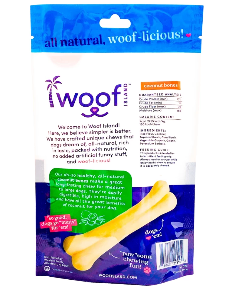 WOOF ISLAND All Natural Coconut Dog Bone Treat (2-Pack) - Image 4