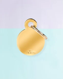 MY FAMILY Chic Circle In Golden Brass Custom Pet ID Tag