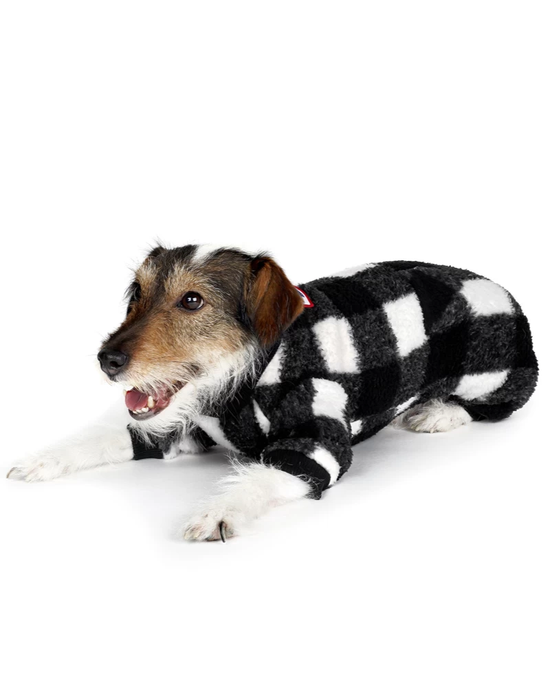 CHARLIE'S BACKYARD Monster Warmer Dog Onesie In Black Check (FINAL SALE) - Image 9