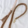 EMBER & IVORY Macrame And Leather Dog Leash In Brown (Made In The USA)
