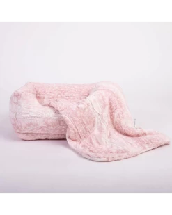 HELLO DOGGIE Cashmere Collection Faux-Fur Dog Bed In Pink Fawn (Custom/Direct-Ship) (Made In The USA)