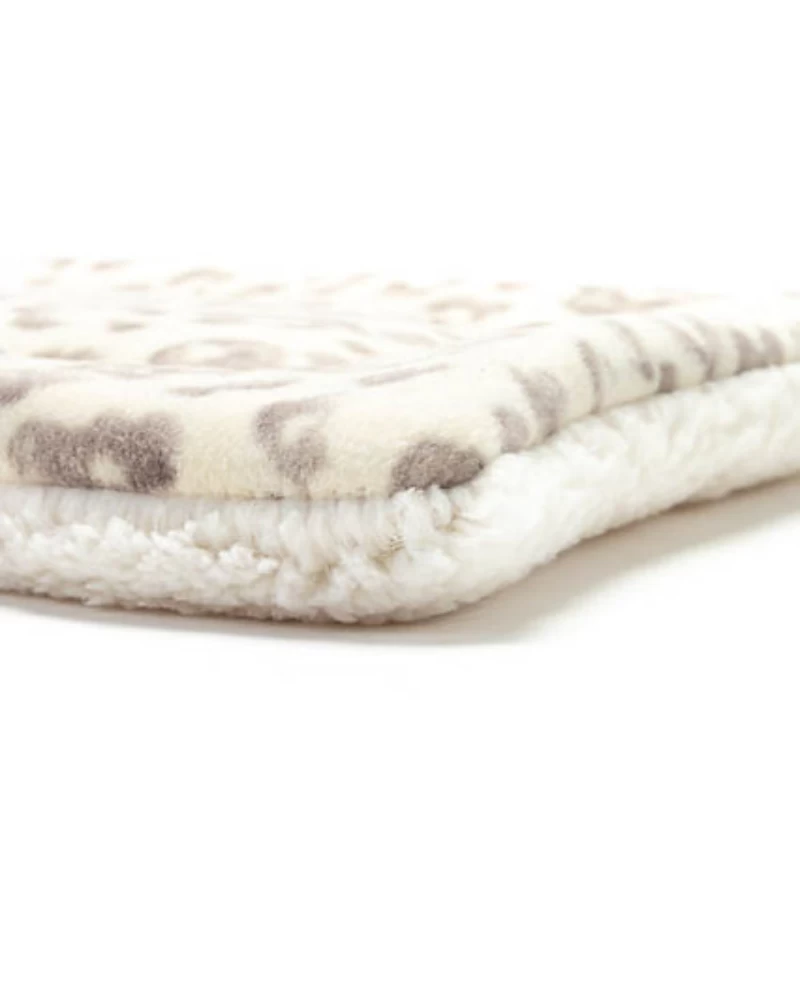 MUTTS & MITTENS Cream Leopard Plush Fleece Pet Napping Mat (Made In The USA) - Image 6