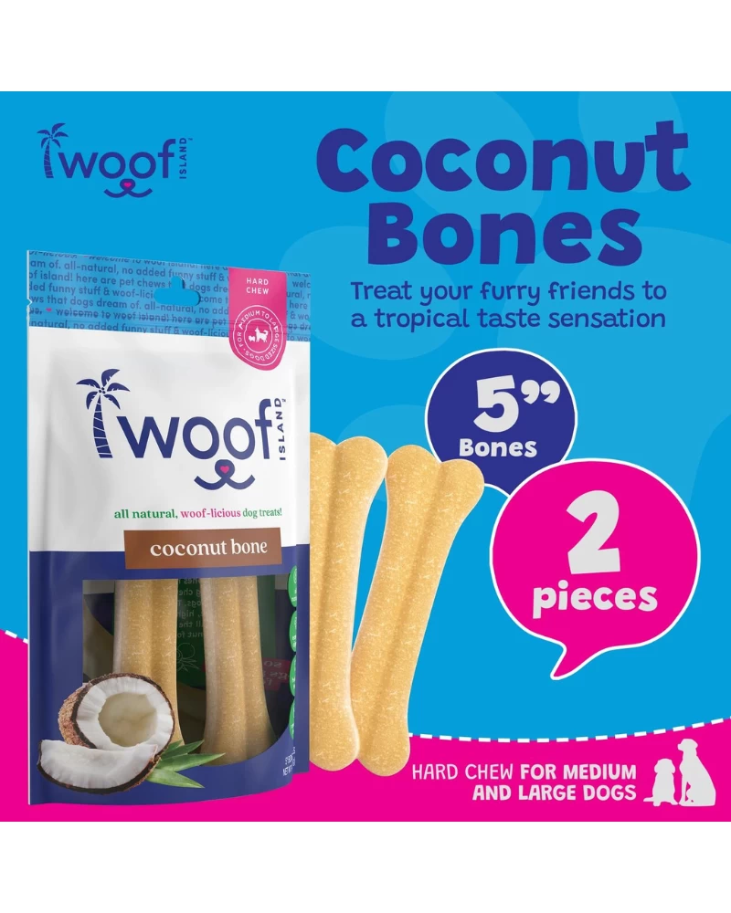 WOOF ISLAND All Natural Coconut Dog Bone Treat (2-Pack) - Image 7