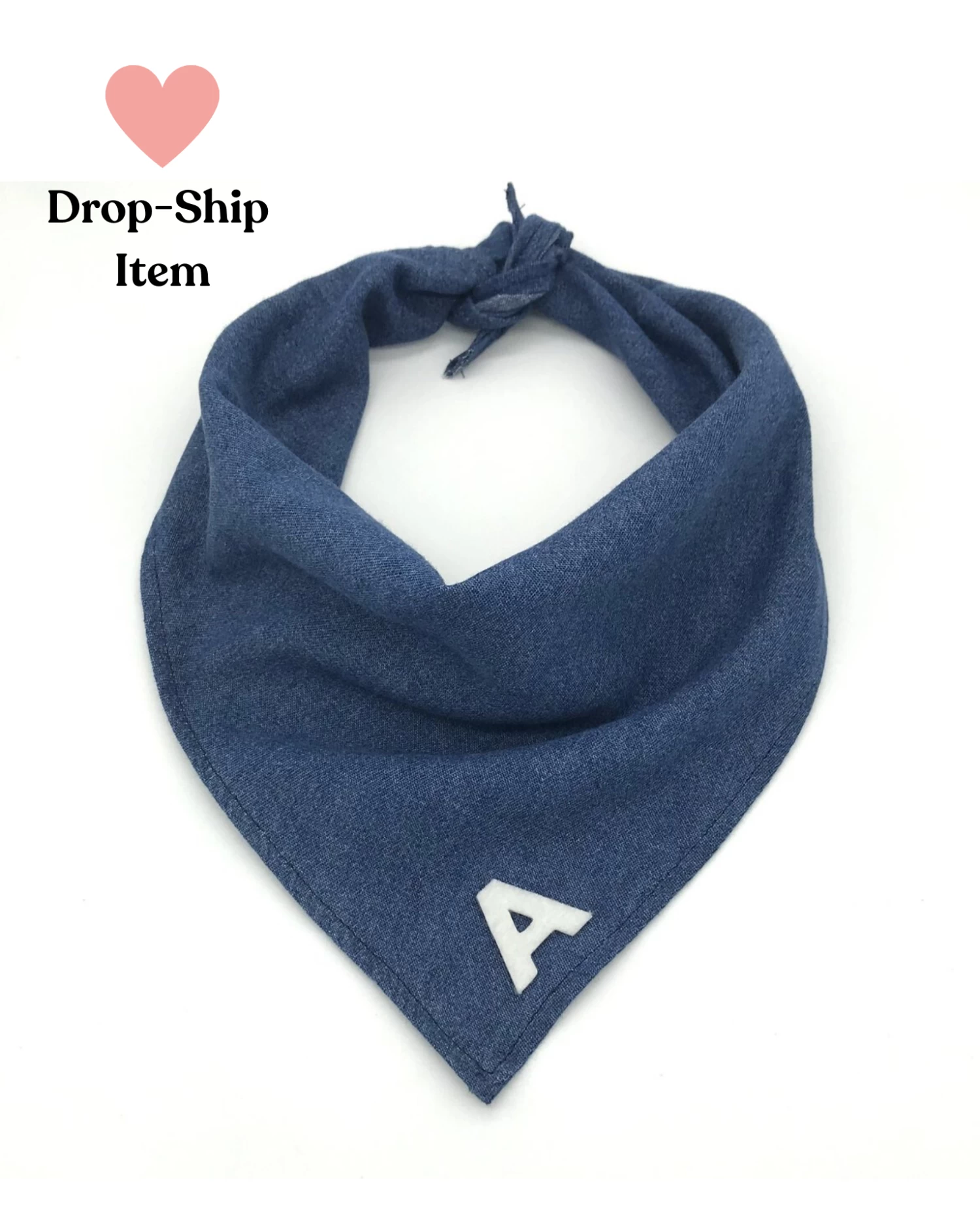 THRIFT DOG Custom Initial Bandana In Dark Denim (Drop-Ship) - Image 5