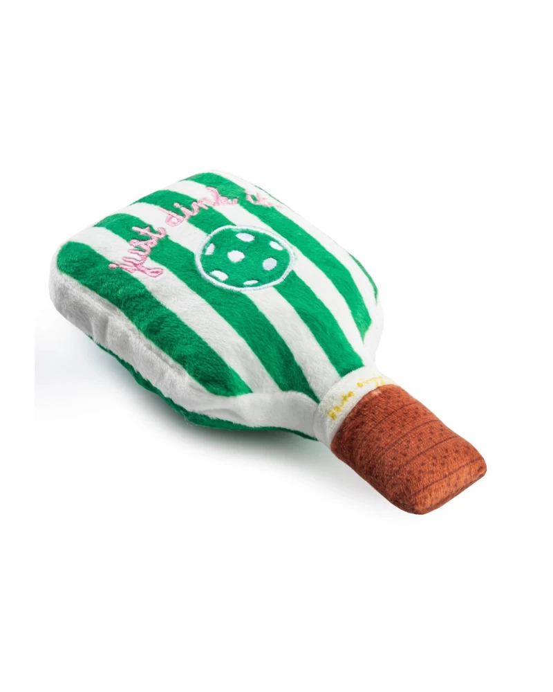 HAUTE DIGGITY DOG Green Stripe Pickleball Paddle Plush Squeaky Dog Toy - Image 6