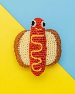KNIT KNACKS Hot Dog Organic Knit Dog Toy