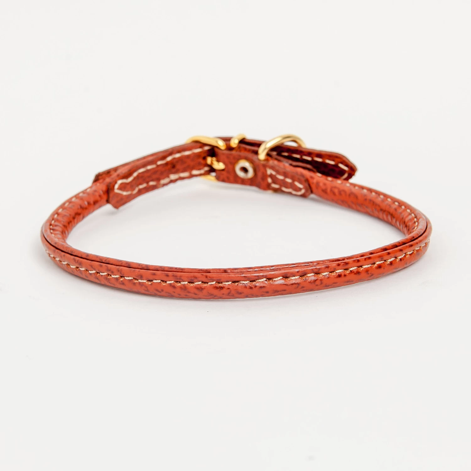 LA CINOPELCA Italian Rolled Leather Dog Collar In Brown - Image 2