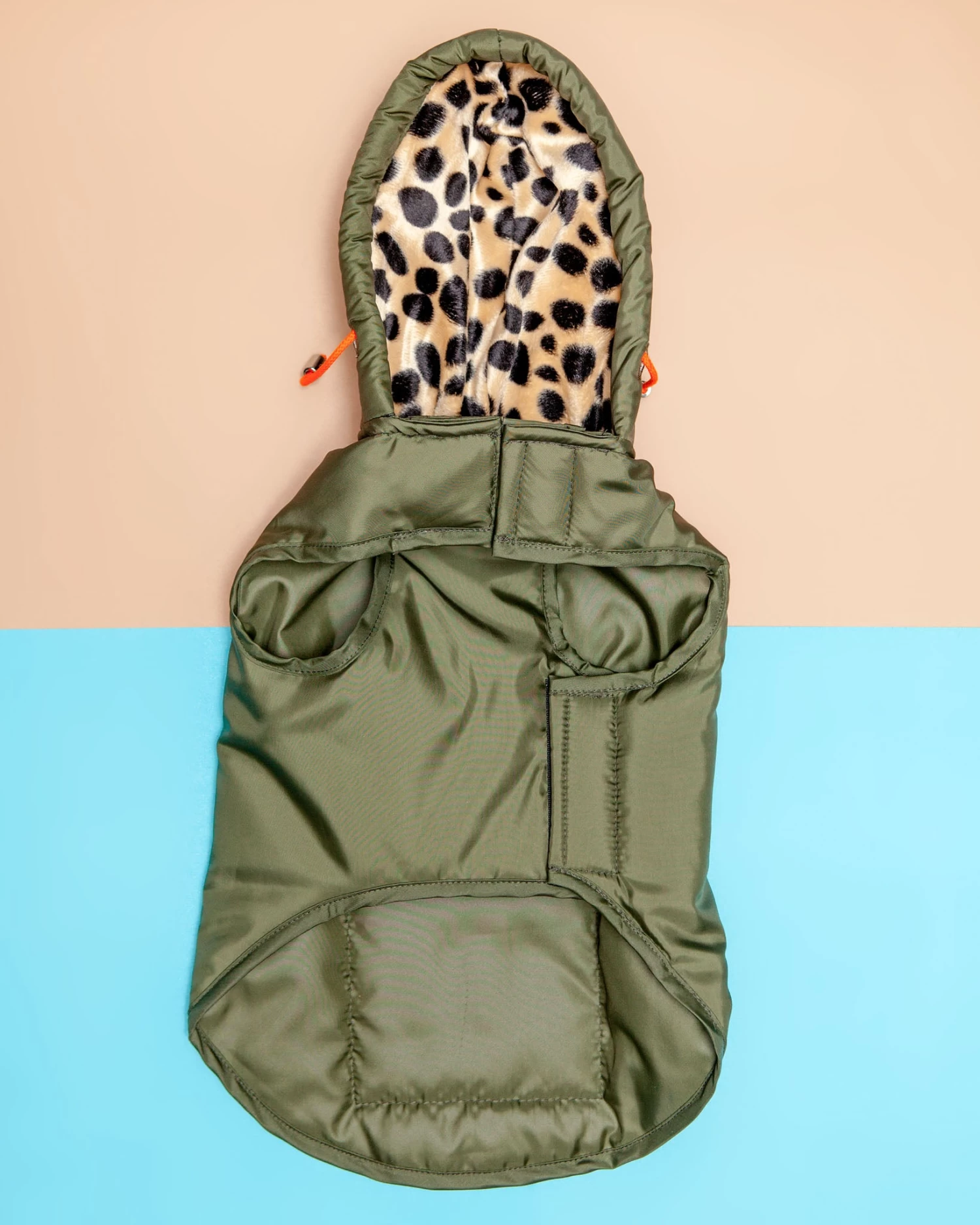 WARE OF THE DOG Olive W/ Animal Print Lining Puffer Dog Coat (FINAL SALE) - Image 3