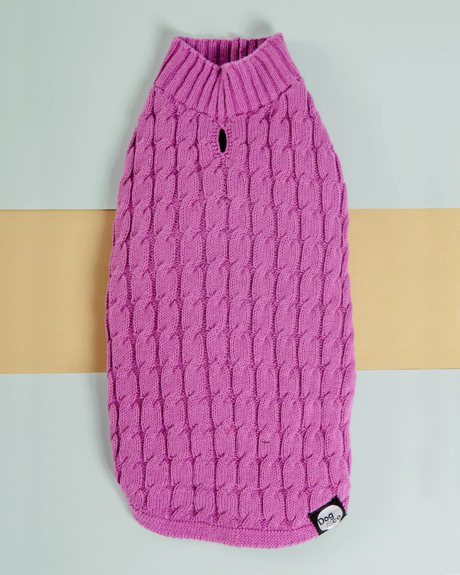 DOG & CO. COLLECTION The Uptown Cable Knit Sweater In Radiant Orchid American Cotton (Made In NYC) - Image 3