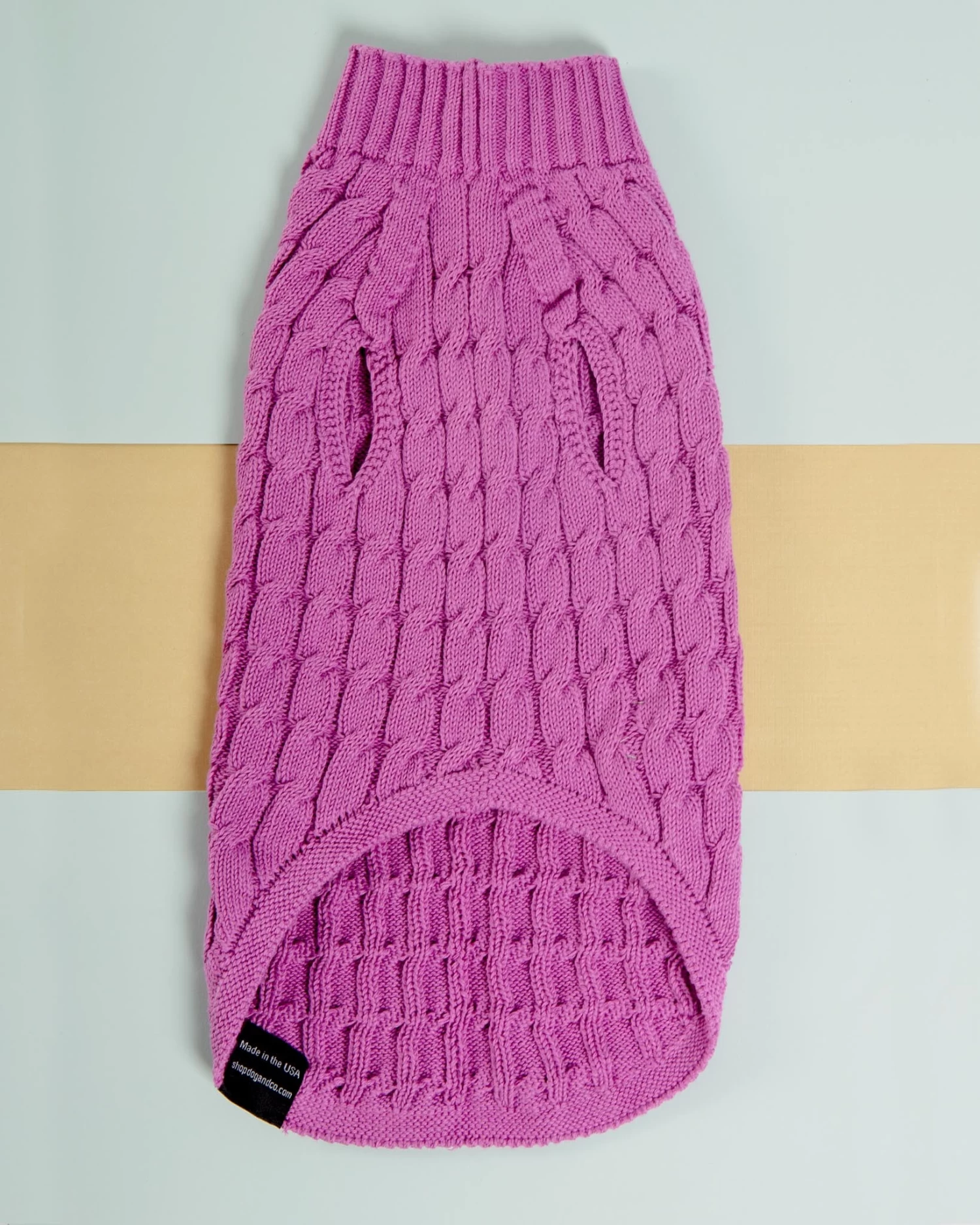 DOG & CO. COLLECTION The Uptown Cable Knit Sweater In Radiant Orchid American Cotton (Made In NYC) - Image 4