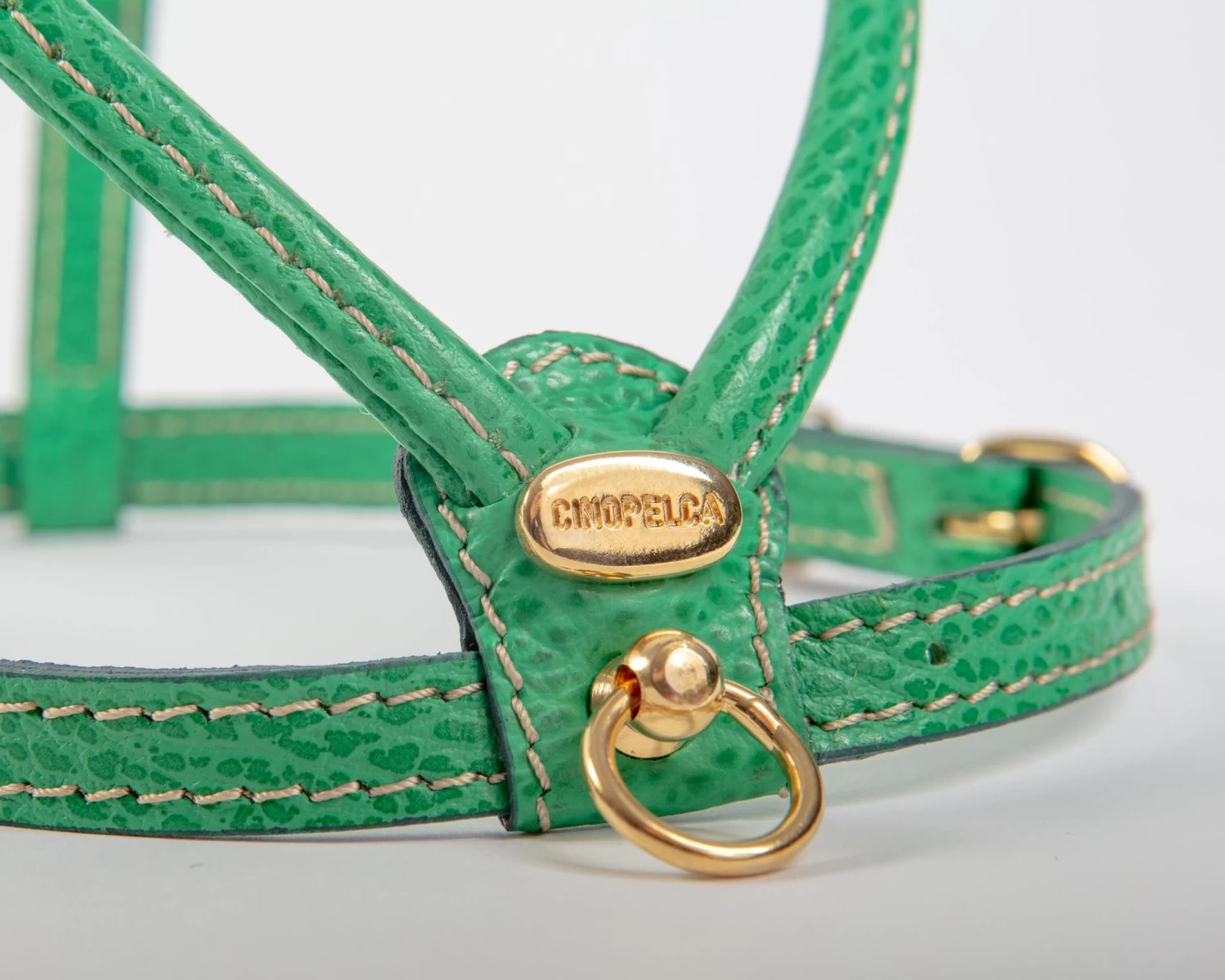 LA CINOPELCA Italian Leather Dog Harness In Green - Image 4
