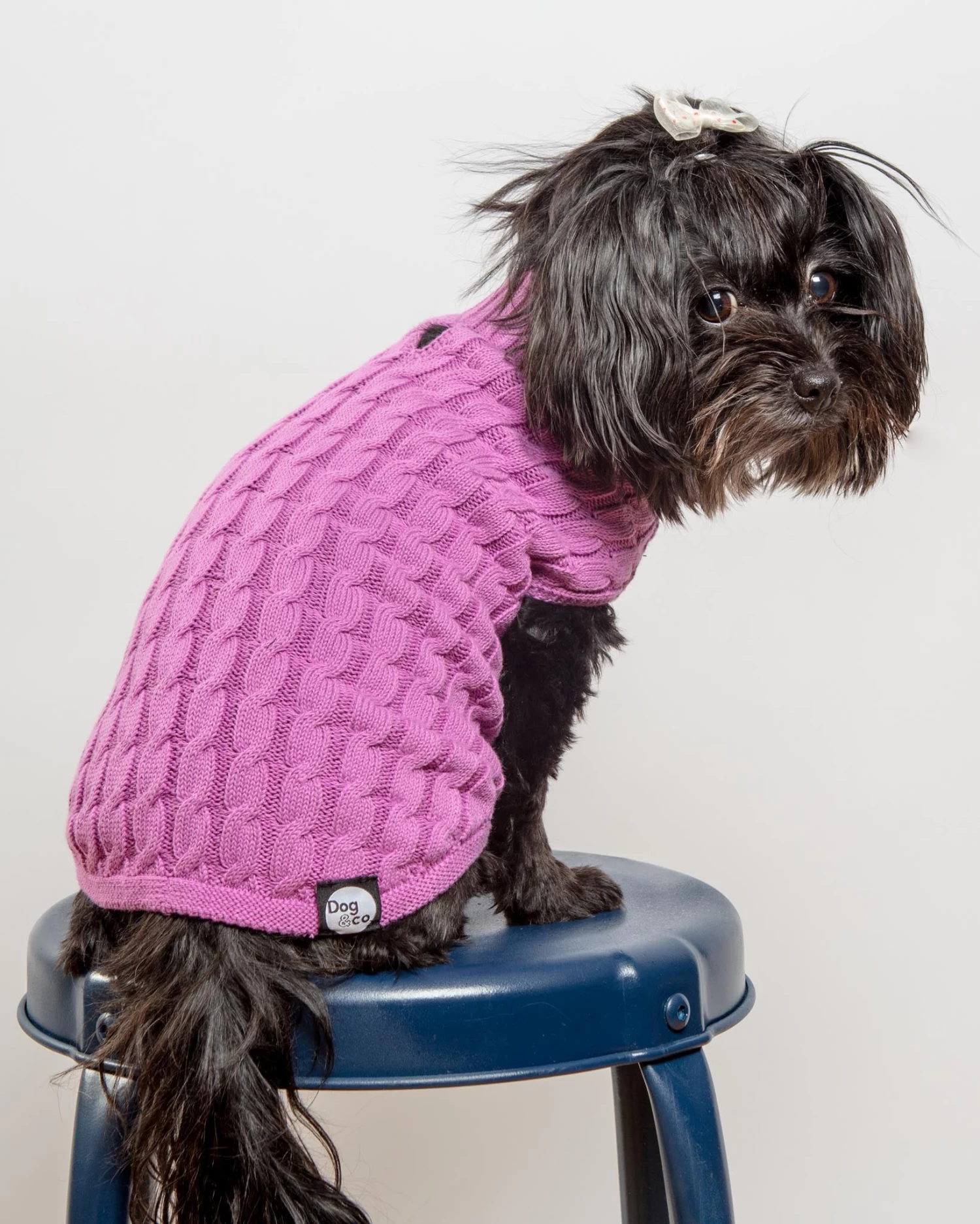 DOG & CO. COLLECTION The Uptown Cable Knit Sweater In Radiant Orchid American Cotton (Made In NYC) - Image 8
