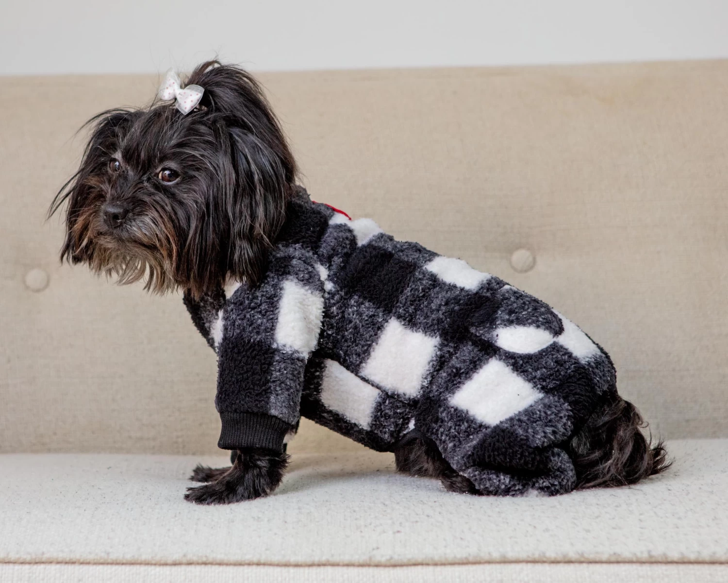 CHARLIE'S BACKYARD Monster Warmer Dog Onesie In Black Check (FINAL SALE) - Image 10