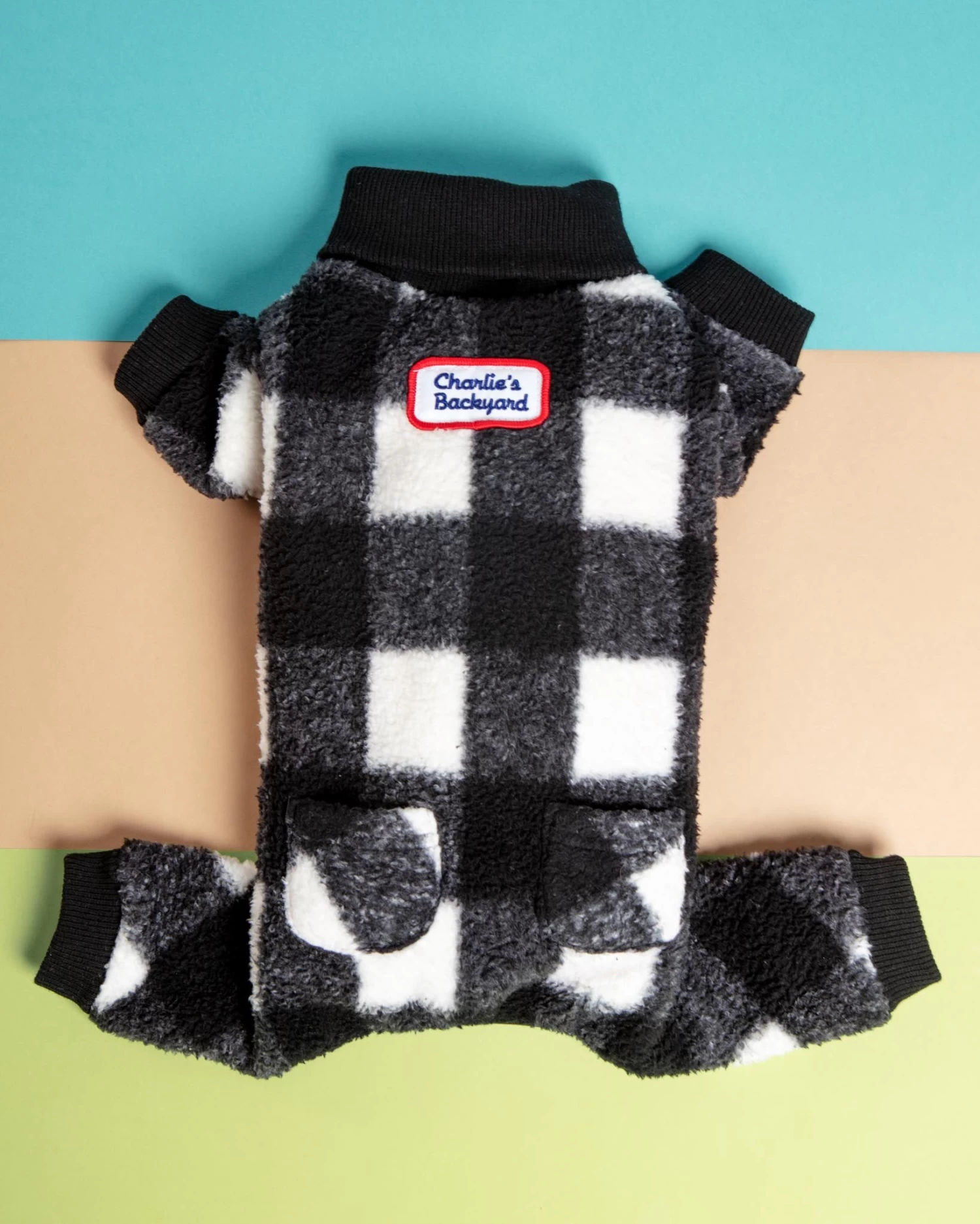 CHARLIE'S BACKYARD Monster Warmer Dog Onesie In Black Check (FINAL SALE) - Image 3