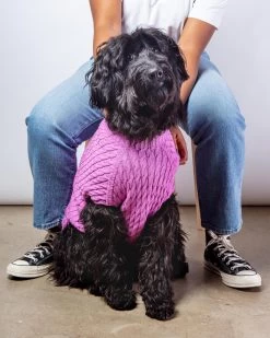 DOG & CO. COLLECTION The Uptown Cable Knit Sweater In Radiant Orchid American Cotton (Made In NYC)