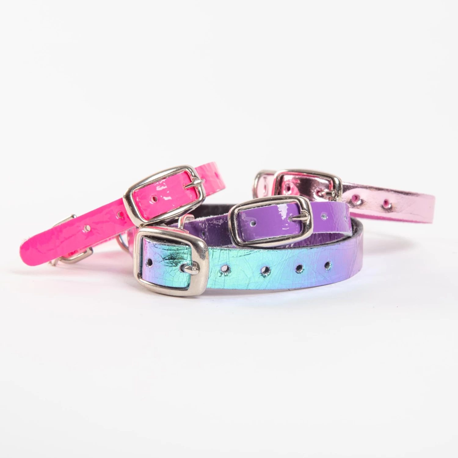 TRACEY TANNER The Cleo Leather Tag Collar In Baby Pink Crackle (DOG & CO. Exclusive) - Image 2