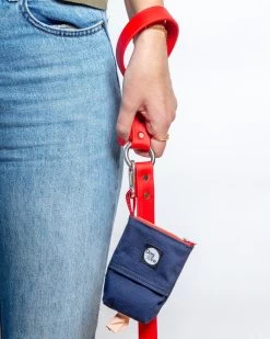 DOG & CO. COLLECTION Good Girl Bag Treat + Poop Bag Holder In Navy Canvas (Made In NYC)