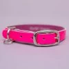 TRACEY TANNER The Cleo Leather Tag Collar In Neon Pink Patent (DOG & CO. Exclusive)