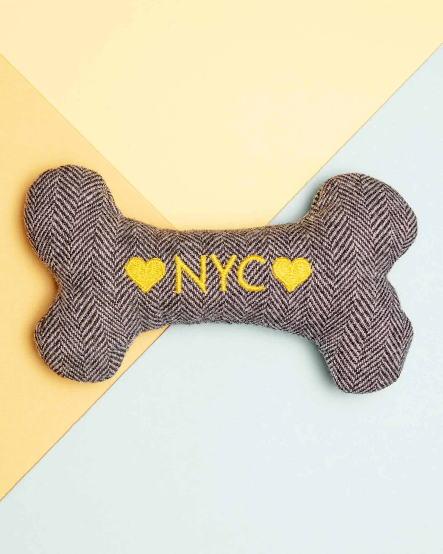 THREAD AND PAW "NYC" Tweed Squeaker Bone Dog Toy (Made In The USA)