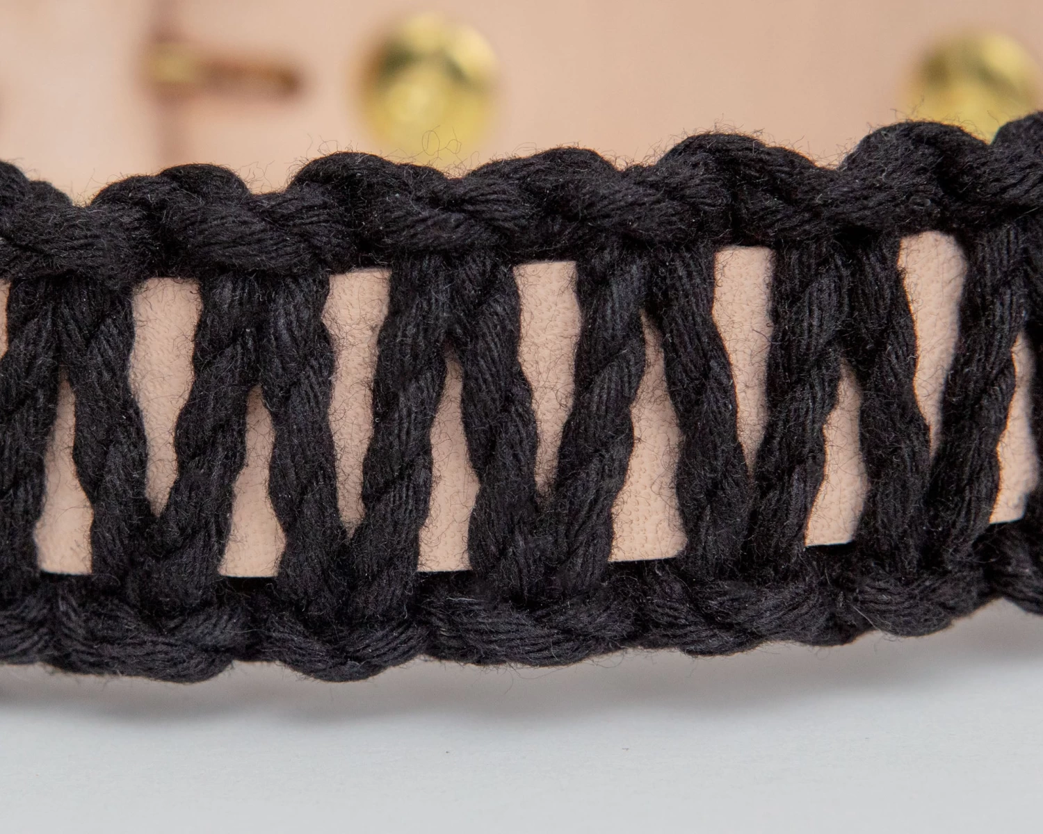 EMBER & IVORY Macrame & Leather Dog Collar In Black W/ Natural (Made In The USA) - Image 2