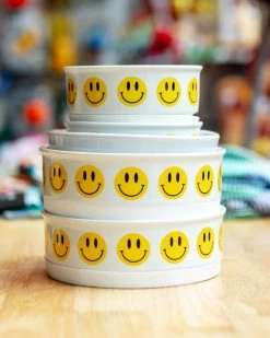 BONE DRY Let's Get Happy Smiley Face Pet Bowls