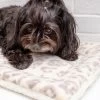MUTTS & MITTENS Cream Leopard Plush Fleece Pet Napping Mat (Made In The USA)
