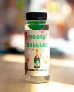 MEATY BUBBLES Pawsecco Flavored Bubbles For Dogs & Cats (Vegan, Gluten Free And Halal Safe!)
