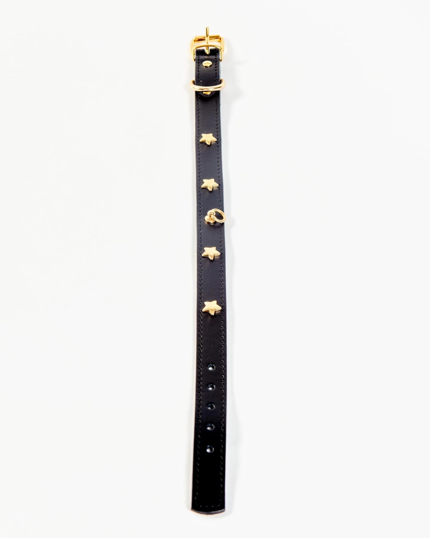 BRANNI Black Nara Leather Dog Collar With Brass Stars (Made In Italy) - Image 5