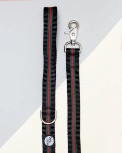 DOG & CO. COLLECTION Luxe Green & Red Stripe Dog Leash (Made In NYC)