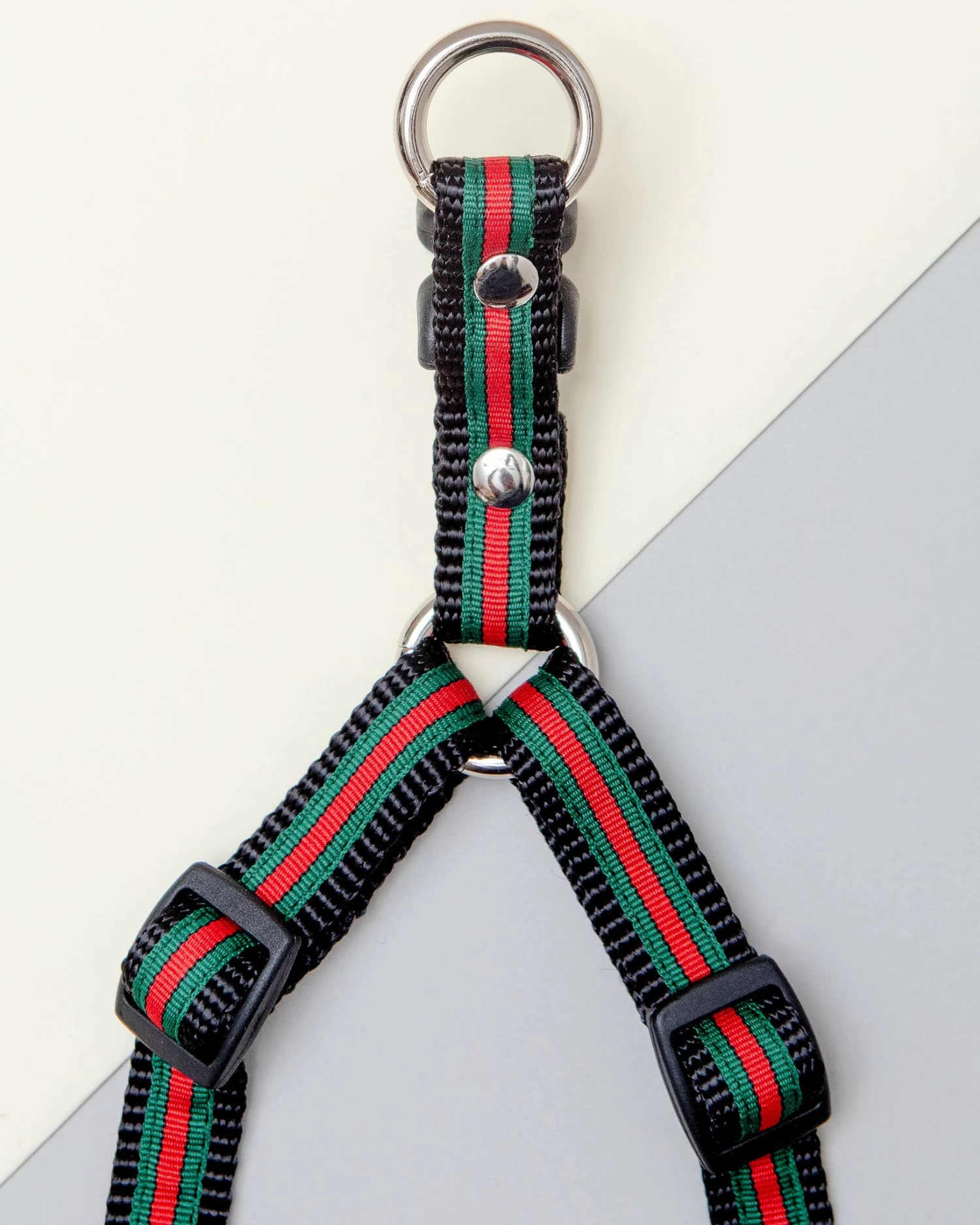 DOG & CO. COLLECTION Step-In Dog Harness In Luxe Green & Red Stripe (Made In NYC) - Image 4