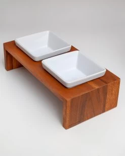 BOWSER'S PET PRODUCTS Artisan Double Wood Feeder In Bamboo (Drop-Ship)