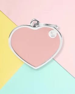 MY FAMILY Handmade Heart Tag In Blush Pink Custom Pet ID Tag