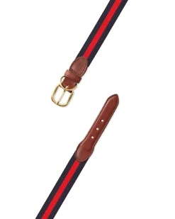 BARRONS-HUNTER Navy & Red Stripe Dog Collar (Made In The USA) (FINAL SALE)