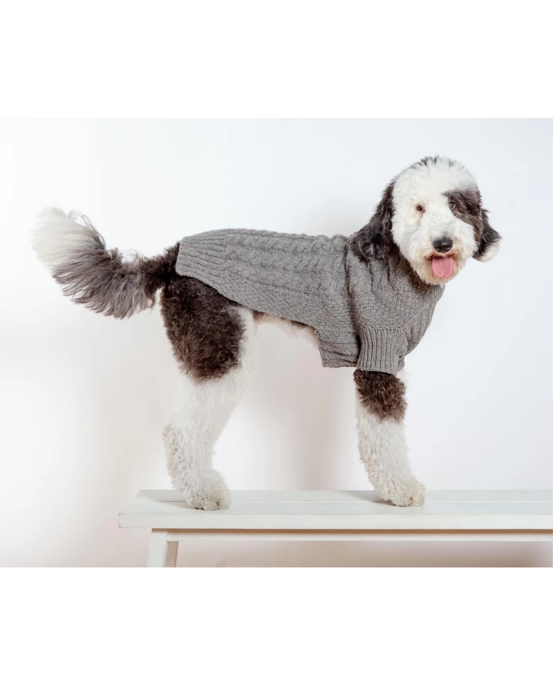 DOG & CO. COLLECTION Downtown Roll Neck Dog Sweater In Grey - Image 2