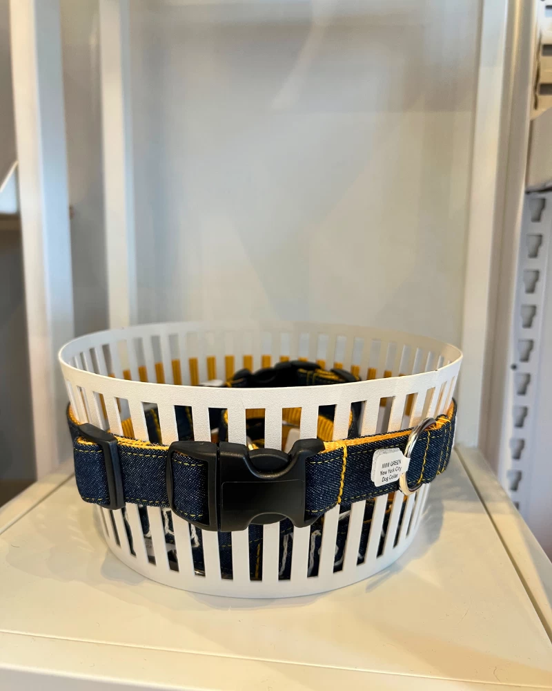 MIMI GREEN Hand Embroidered New York City Dog Collar In Dark Denim (Made In The USA) - Image 5